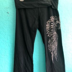 Winged fold over yoga leggings